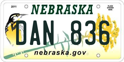 NE license plate DAN836