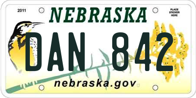 NE license plate DAN842