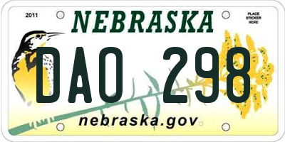 NE license plate DAO298