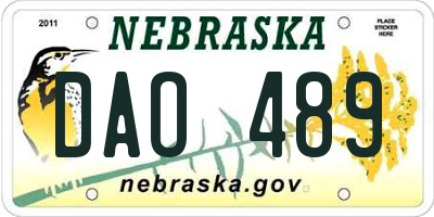 NE license plate DAO489