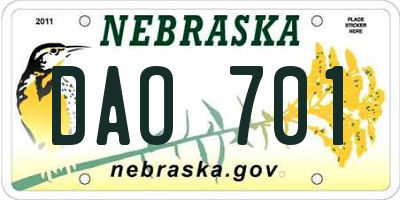 NE license plate DAO701
