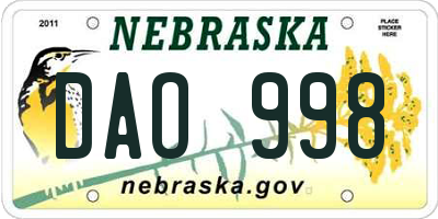 NE license plate DAO998