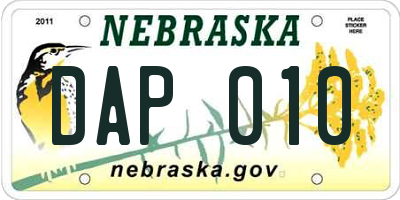 NE license plate DAP010