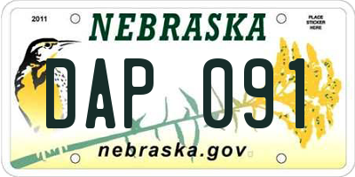 NE license plate DAP091