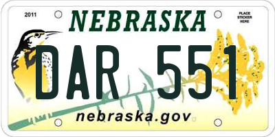 NE license plate DAR551