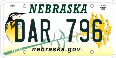 NE license plate DAR796