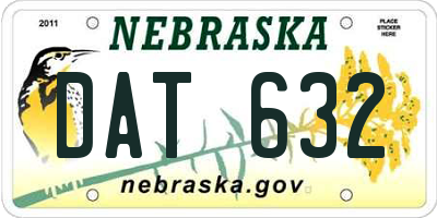 NE license plate DAT632