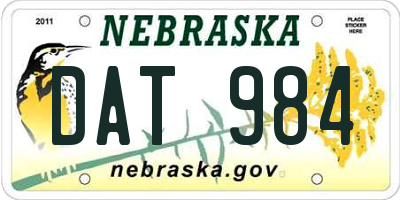 NE license plate DAT984