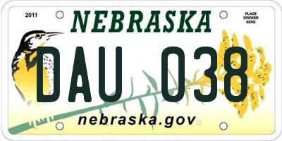 NE license plate DAU038