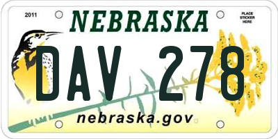 NE license plate DAV278