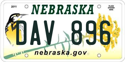 NE license plate DAV896