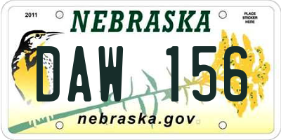 NE license plate DAW156