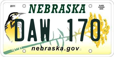 NE license plate DAW170