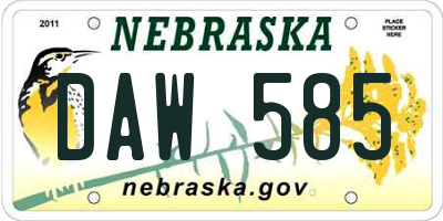 NE license plate DAW585