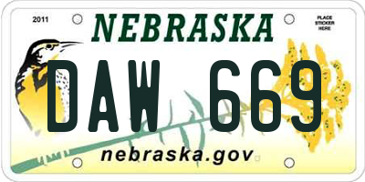 NE license plate DAW669