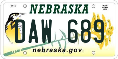 NE license plate DAW689