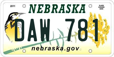 NE license plate DAW781