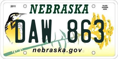NE license plate DAW863