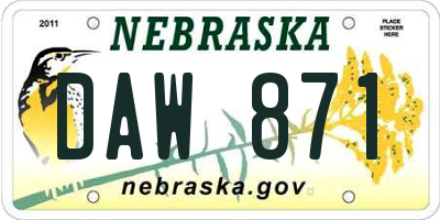 NE license plate DAW871