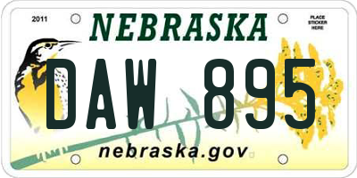 NE license plate DAW895