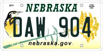 NE license plate DAW904