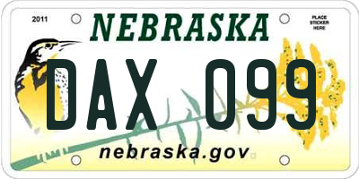 NE license plate DAX099