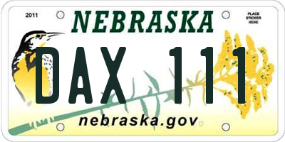 NE license plate DAX111