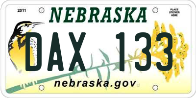 NE license plate DAX133