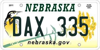 NE license plate DAX335