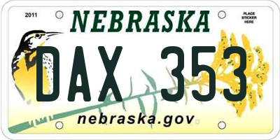 NE license plate DAX353