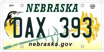 NE license plate DAX393