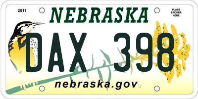 NE license plate DAX398