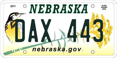 NE license plate DAX443