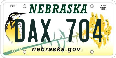 NE license plate DAX704