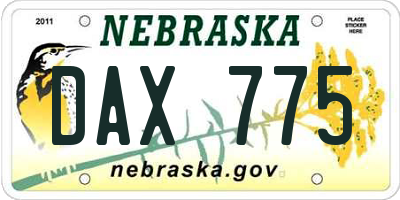 NE license plate DAX775