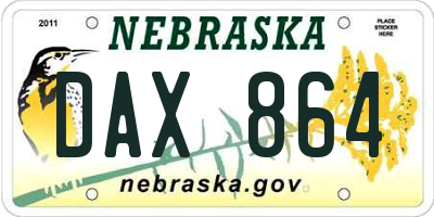 NE license plate DAX864