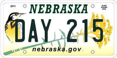 NE license plate DAY215