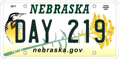 NE license plate DAY219