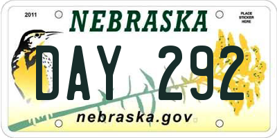 NE license plate DAY292
