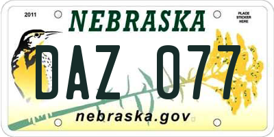 NE license plate DAZ077