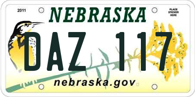NE license plate DAZ117