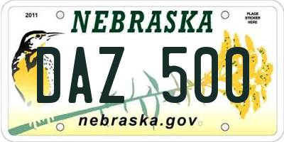 NE license plate DAZ500