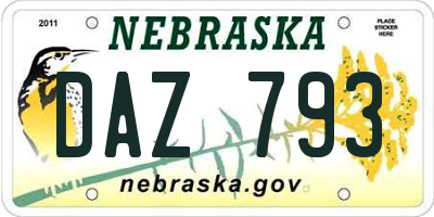 NE license plate DAZ793