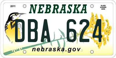 NE license plate DBA624