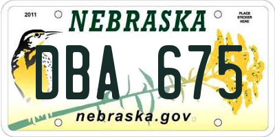 NE license plate DBA675