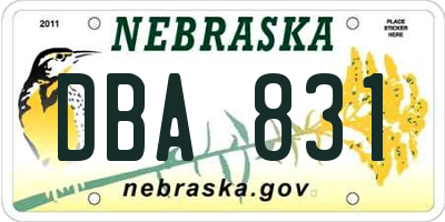 NE license plate DBA831