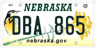 NE license plate DBA865