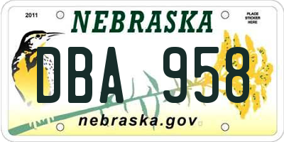 NE license plate DBA958