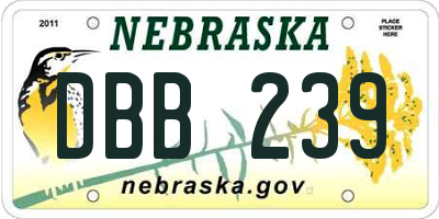 NE license plate DBB239
