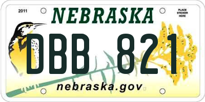 NE license plate DBB821